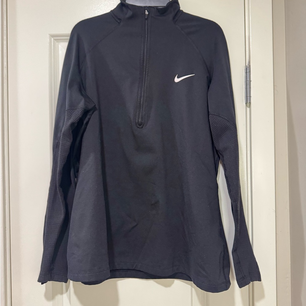 Nike Women Dri Fit Black Half-Zip Training Top with White
